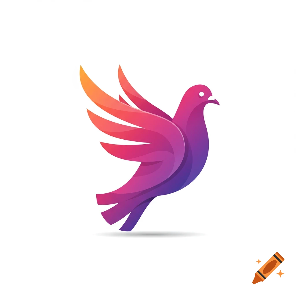 Abstract pigeon logo with gradient colors