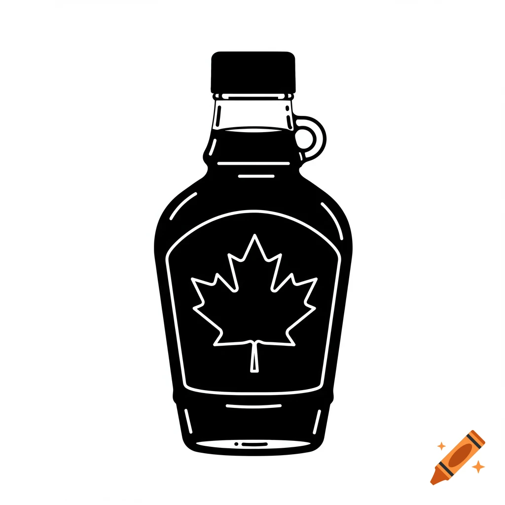 Maple syrup clip art, black and white design