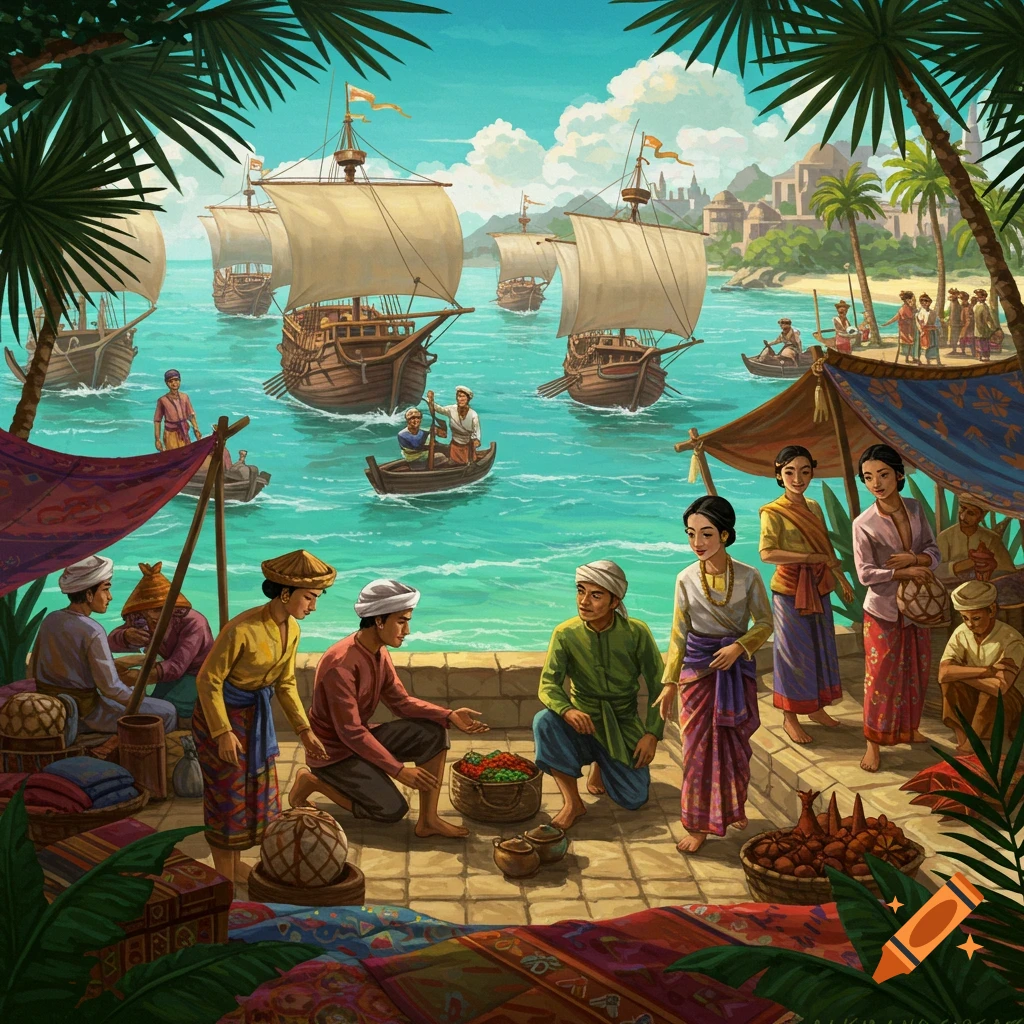 Indian ocean trade and asian merchants on craiyon