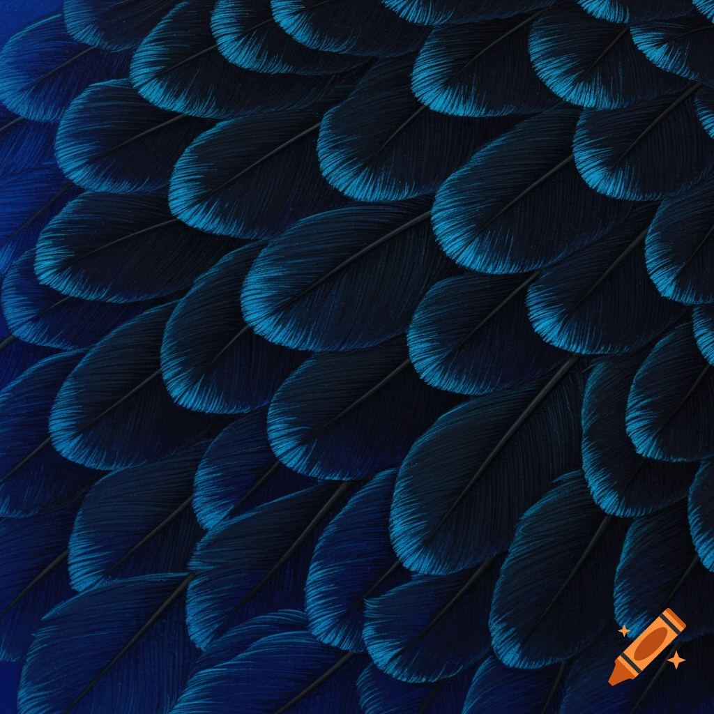 Close-up texture of dark blue and bright blue feathers.