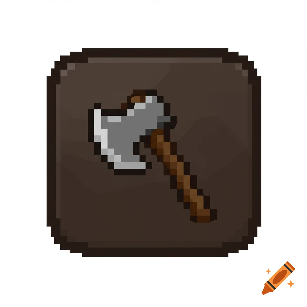 Pixel art icon of a hatchet