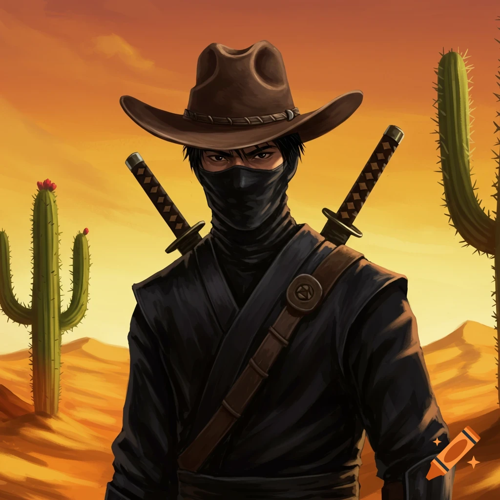 Ninja wearing a cowboy hat