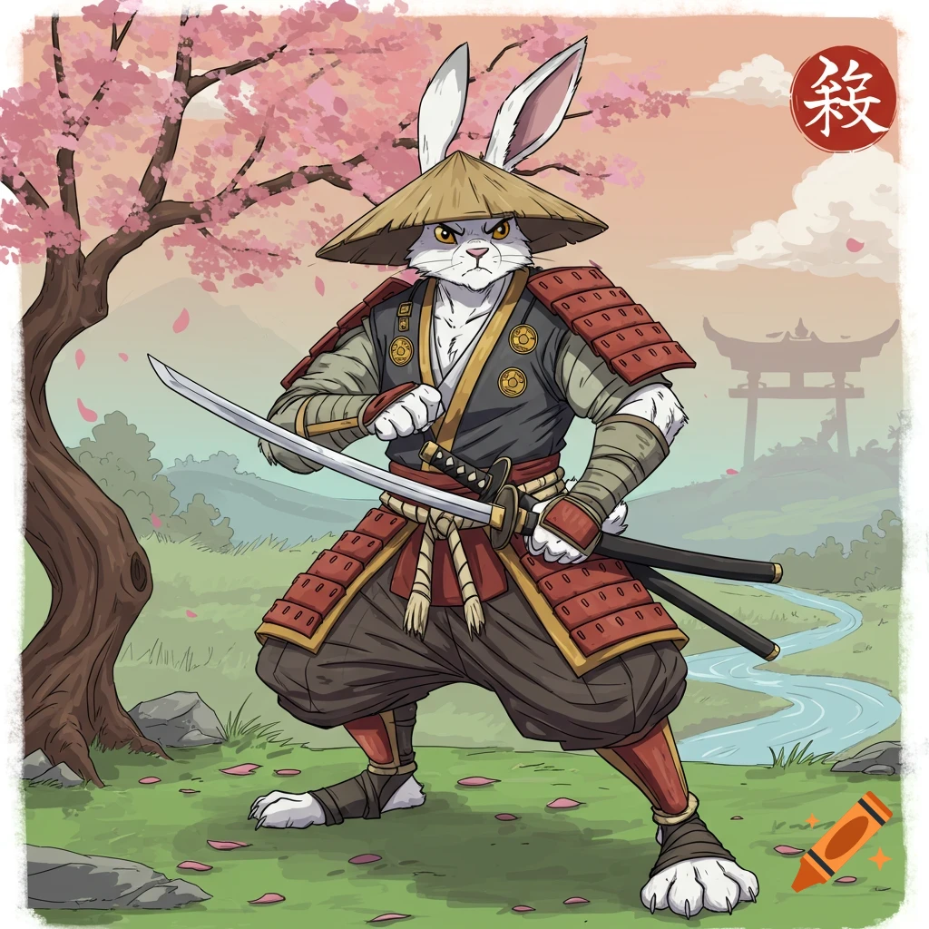 Anime style Samurai rabbit on Craiyon