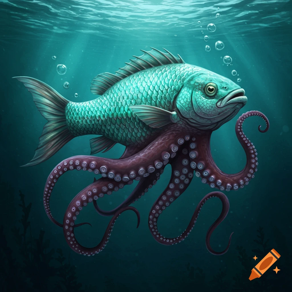 Fish mixed with octopus