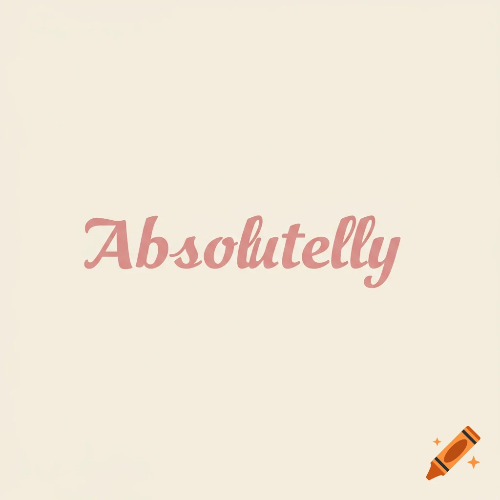 The word 'Absolutely' in pink script on a light background.