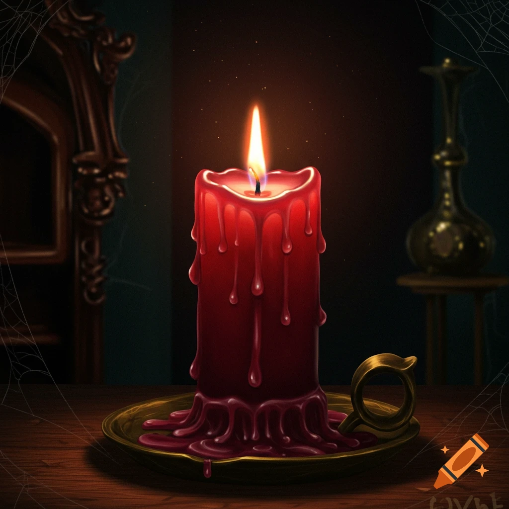 Glowing candle in the dark