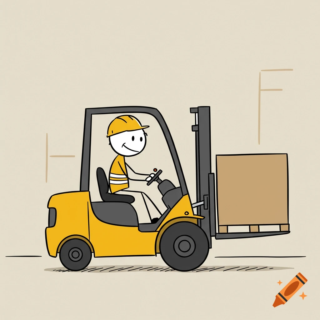 Stick figure drawing for forklift safety video
