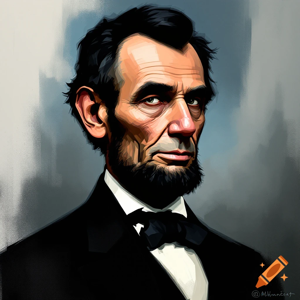 Stylized portrait illustration of Abraham Lincoln