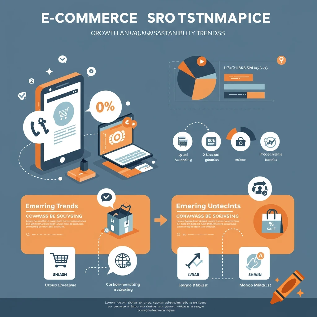 E-commerce growth and sustainability trends infographic