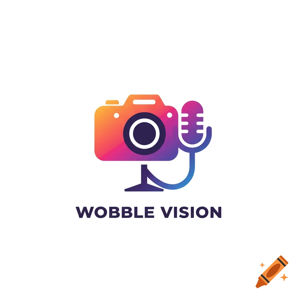 Logo featuring a stylized camera and microphone above the text WOBBLE VISION