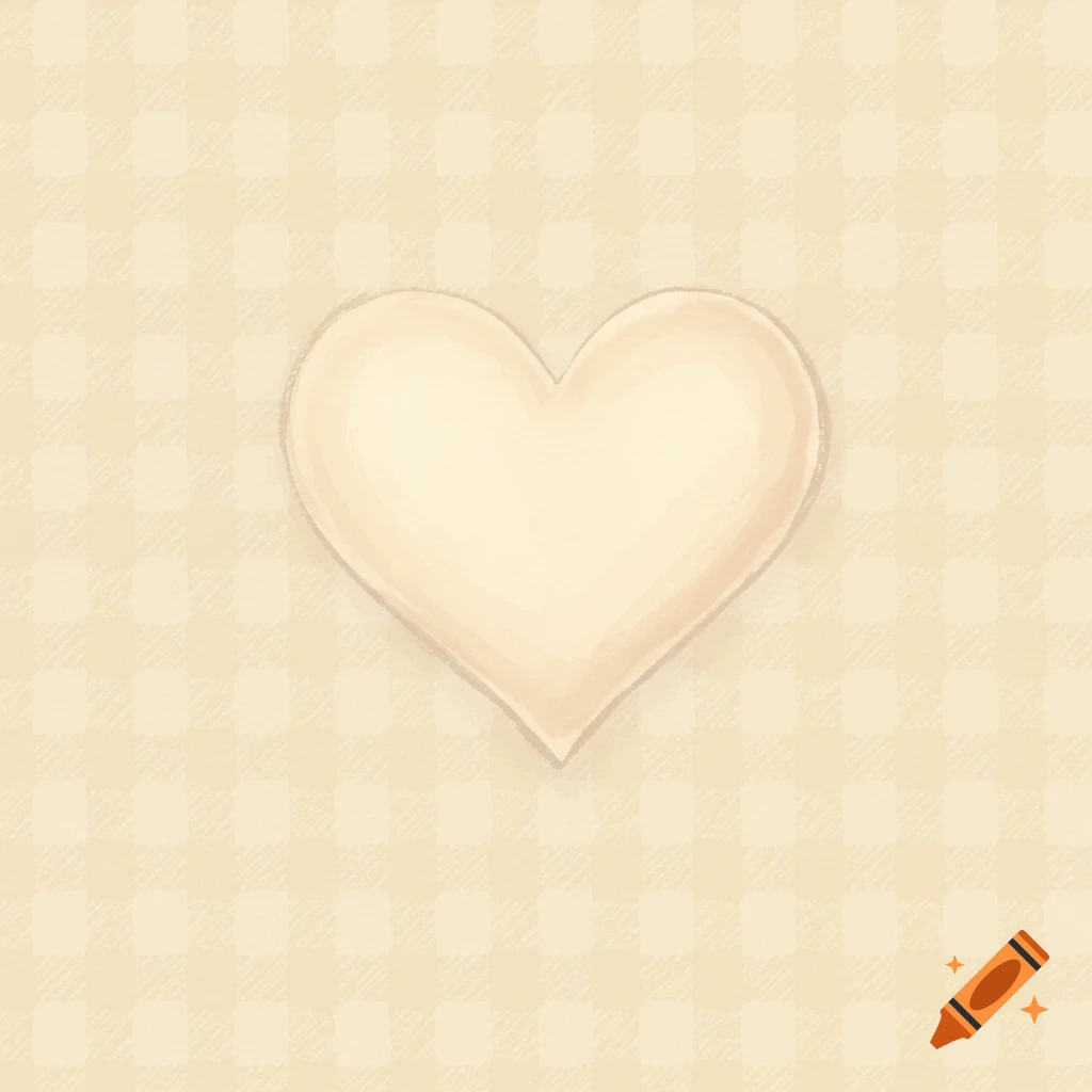 Cream heart on cream and tan gingham stripes