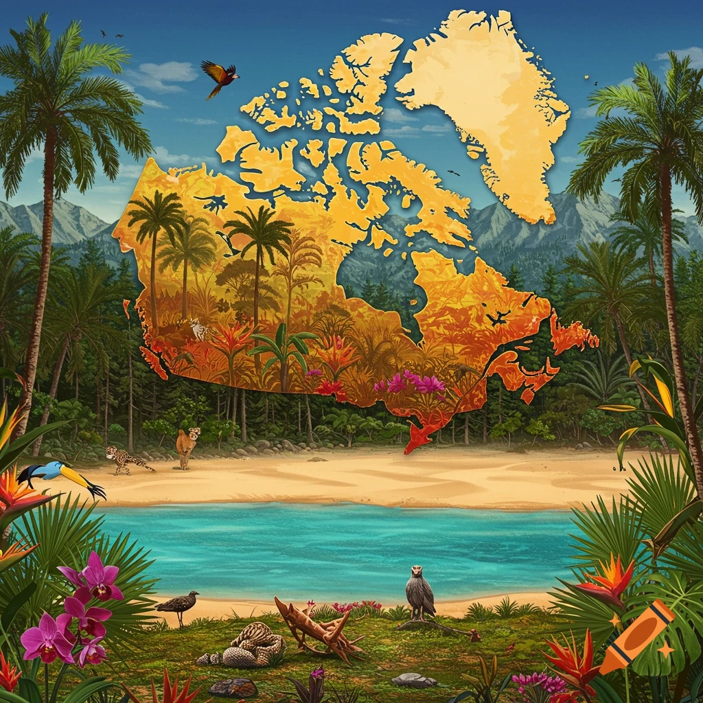 Humorous concept of a warmer Canada