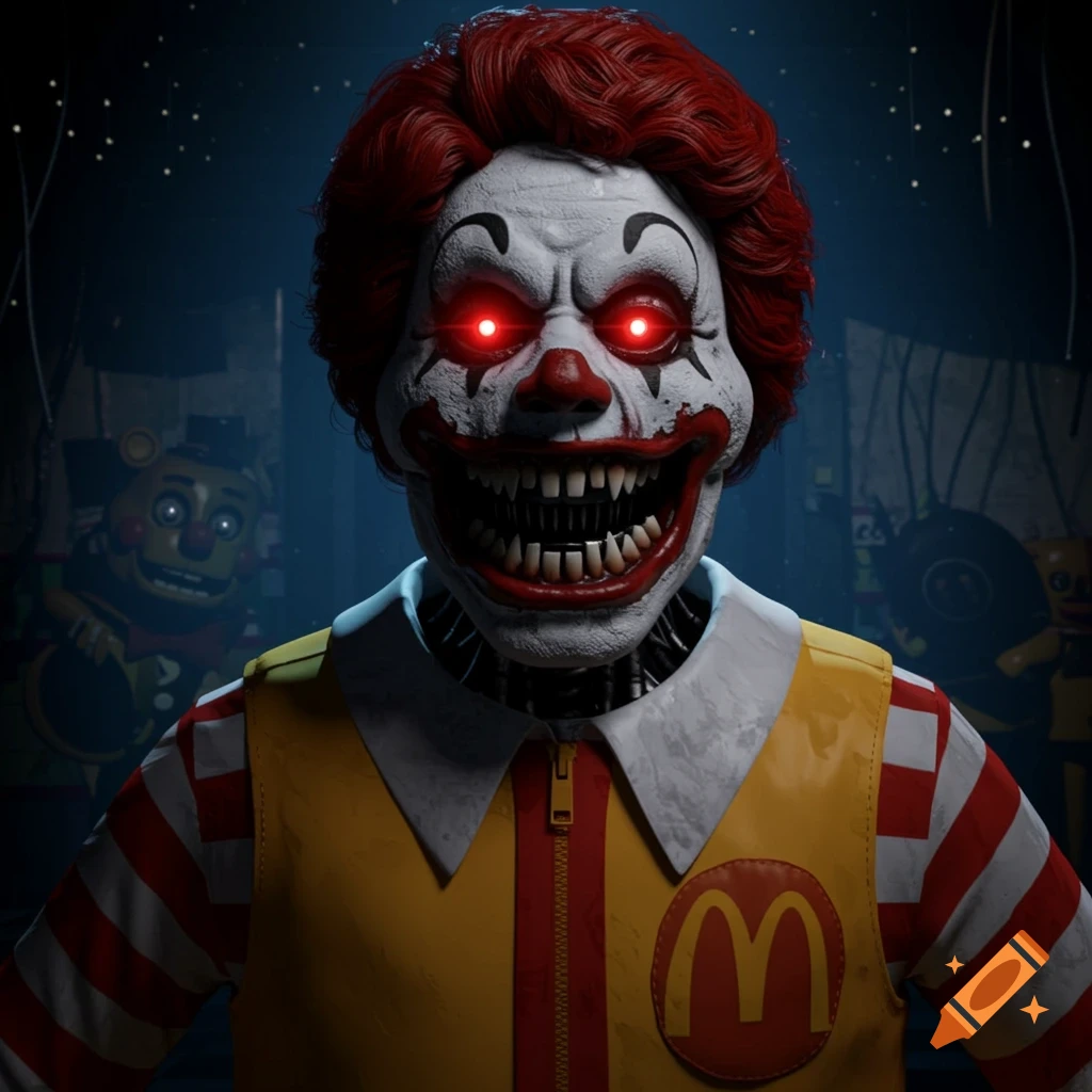 Ronald McDonald reimagined as a Five Nights at Freddy's character