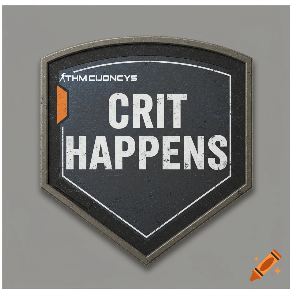 custom badge with 'Crit Happens' text in The Division 2 theme