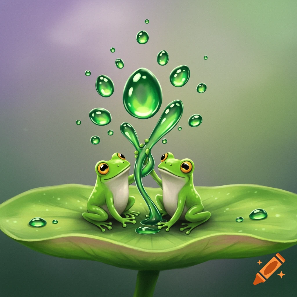 Two small frogs on a lilypad