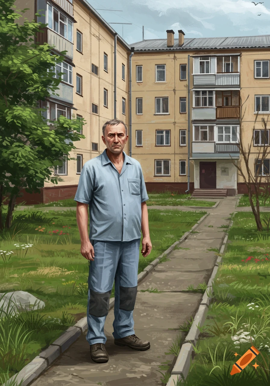 Builder standing in a yard