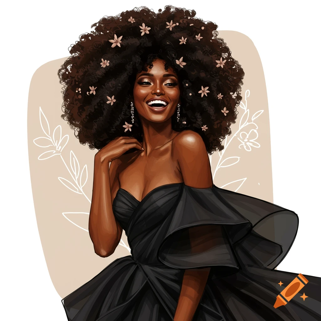 Black woman in black wedding dress