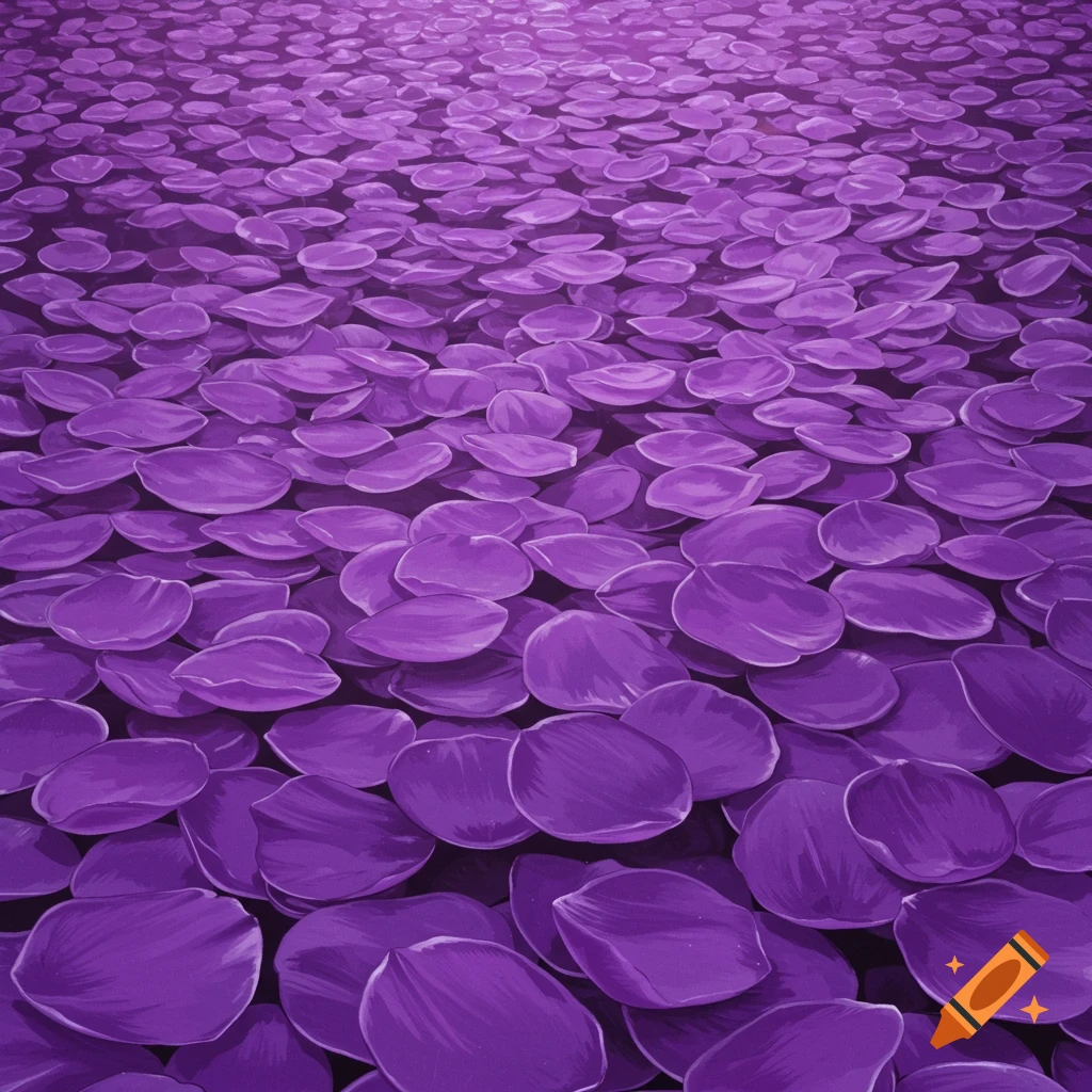 Close view of many purple shapes like petals or leaves filling the frame