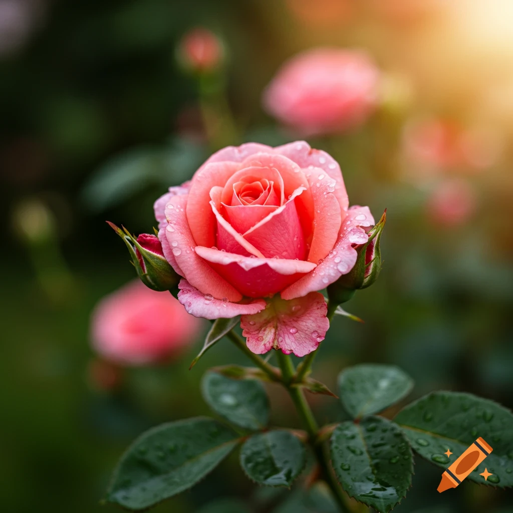 Blooming rose in lush garden, 4k photograph