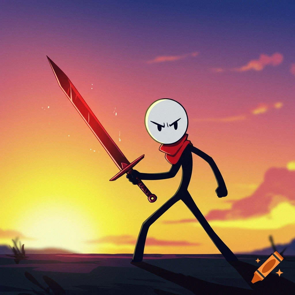 Stickman wielding a sword
