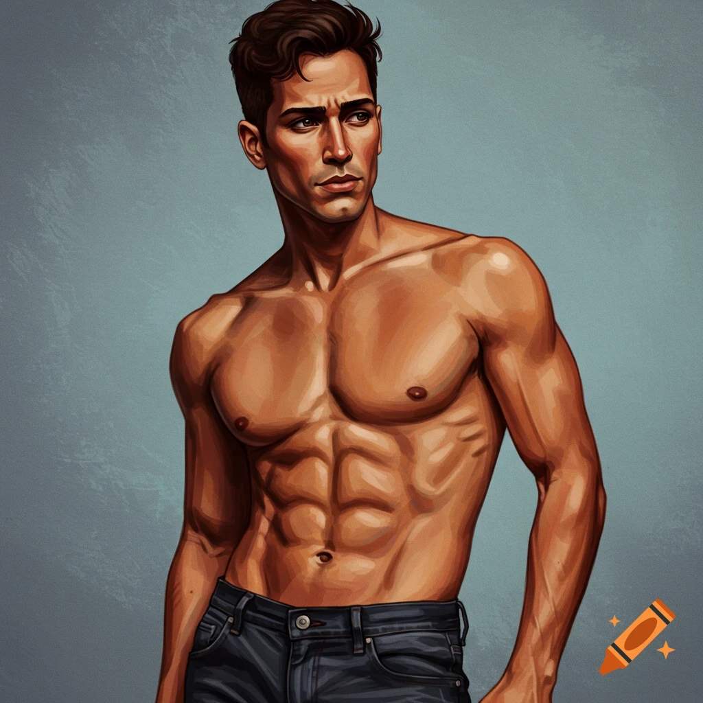 A muscular man looking away.