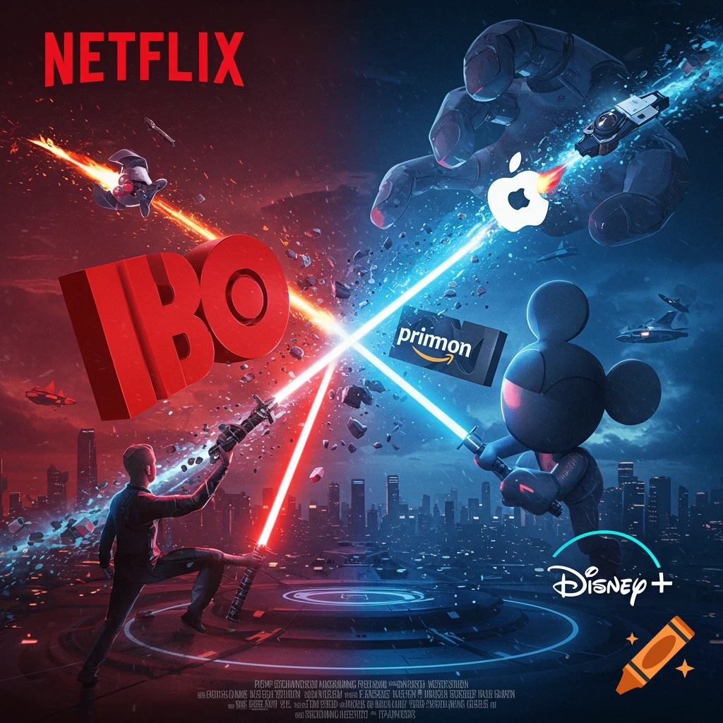 epic movie poster for streaming platform battle