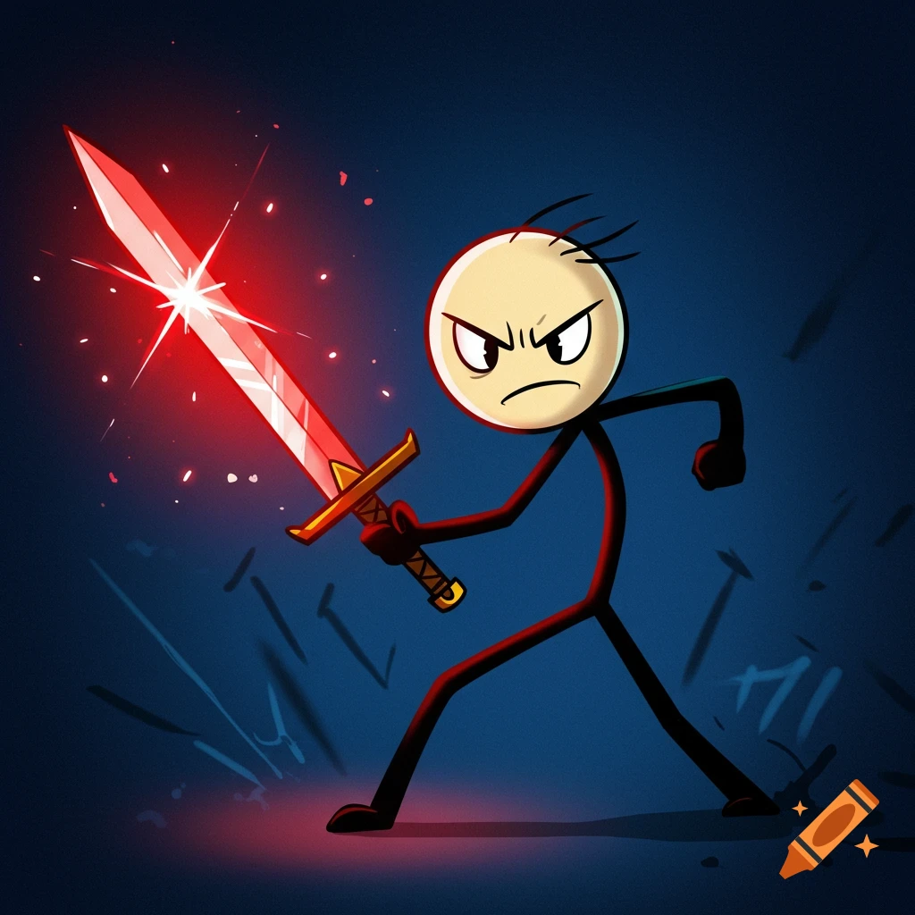 Stickman wielding a sword
