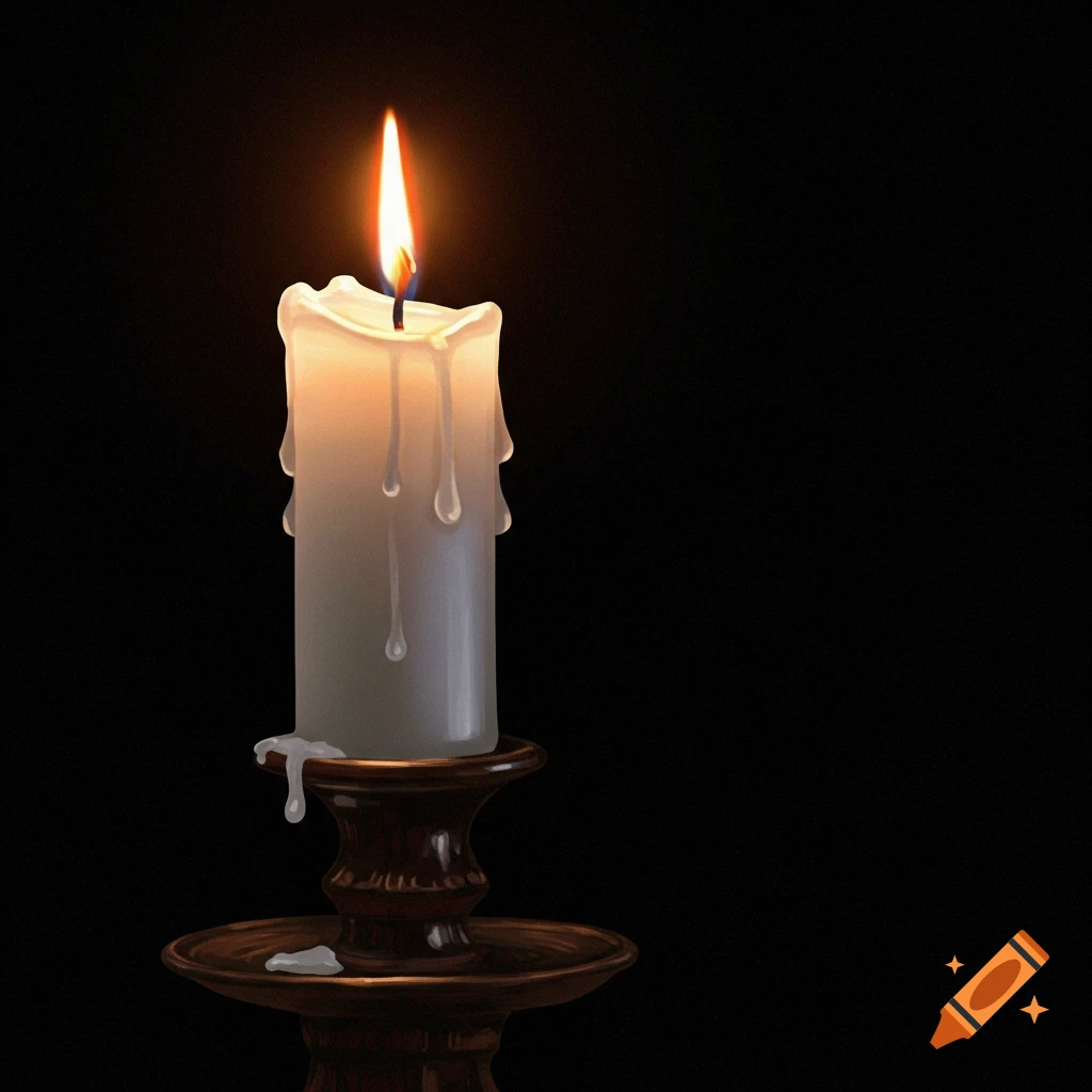 Glowing candle in the dark