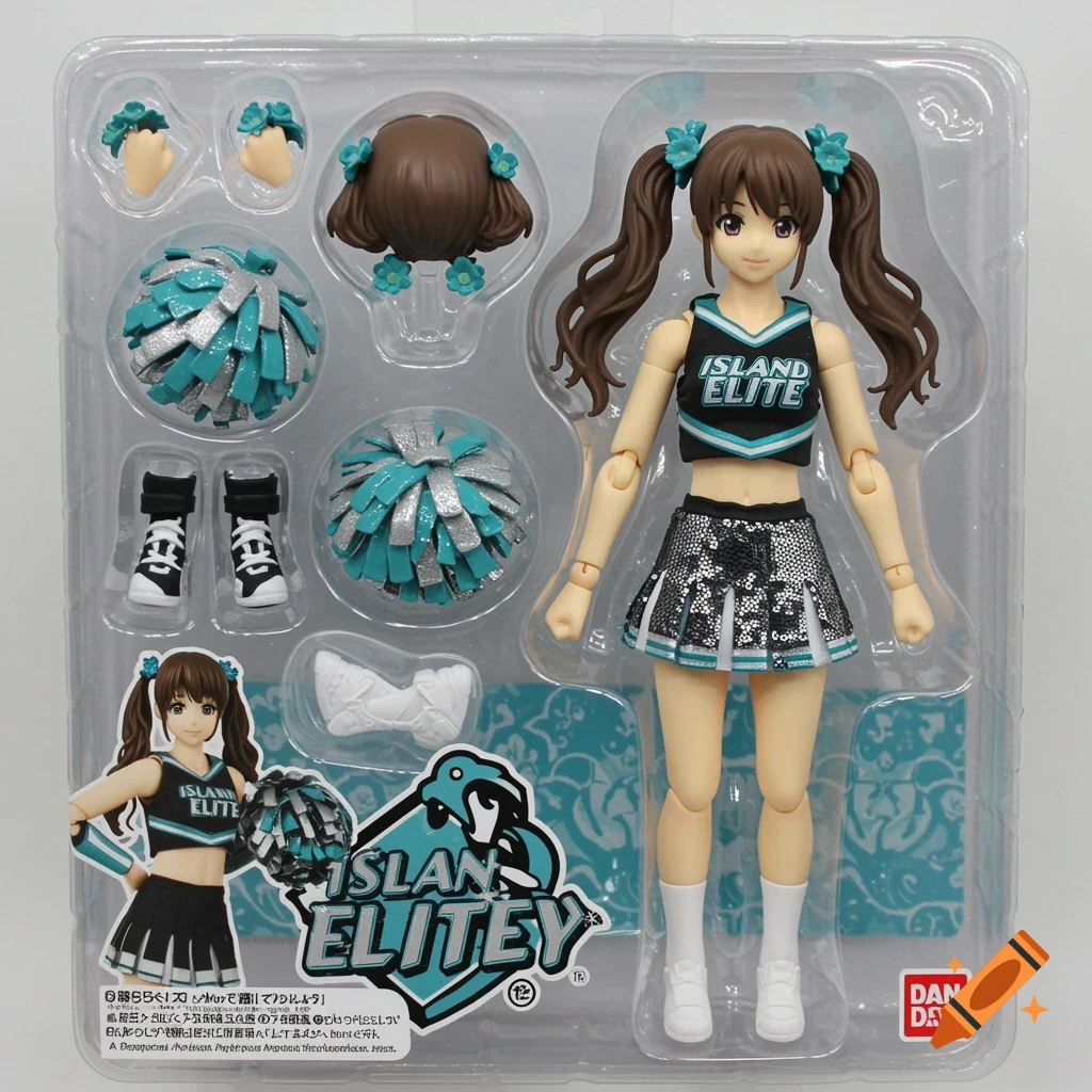 Japanese action figure in cheerleading uniform in premium packaging on ...