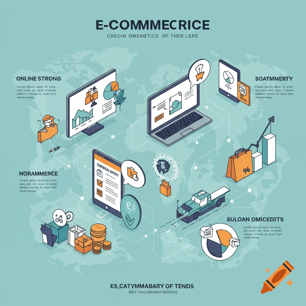 E-commerce growth and sustainability trends infographic