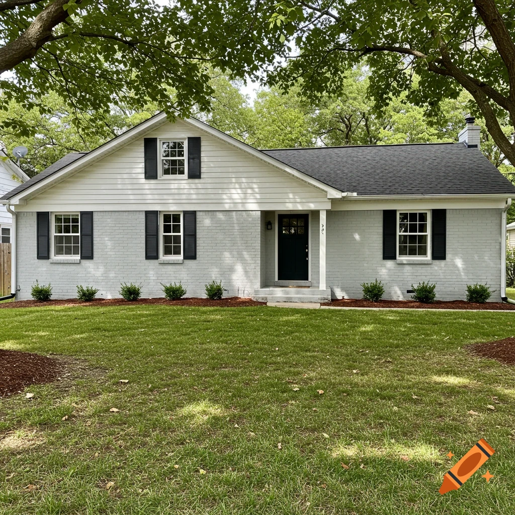 A white ranchstyle house with a