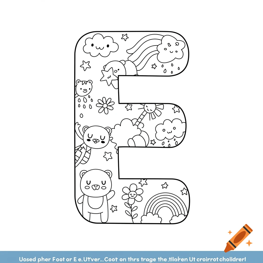 Letter E coloring page