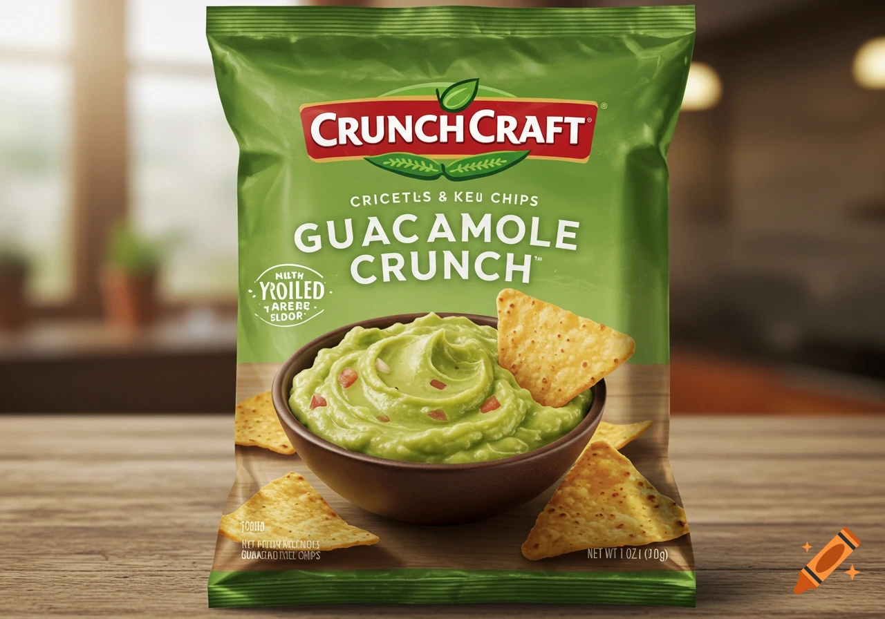 Realistic Crunchcraft guacamole crunch chip bag