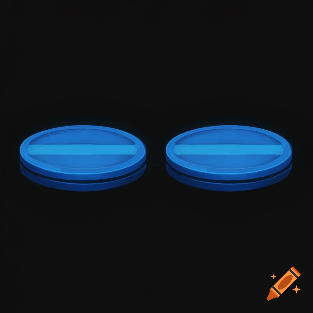 Two glowing blue oval objects on a dark background.