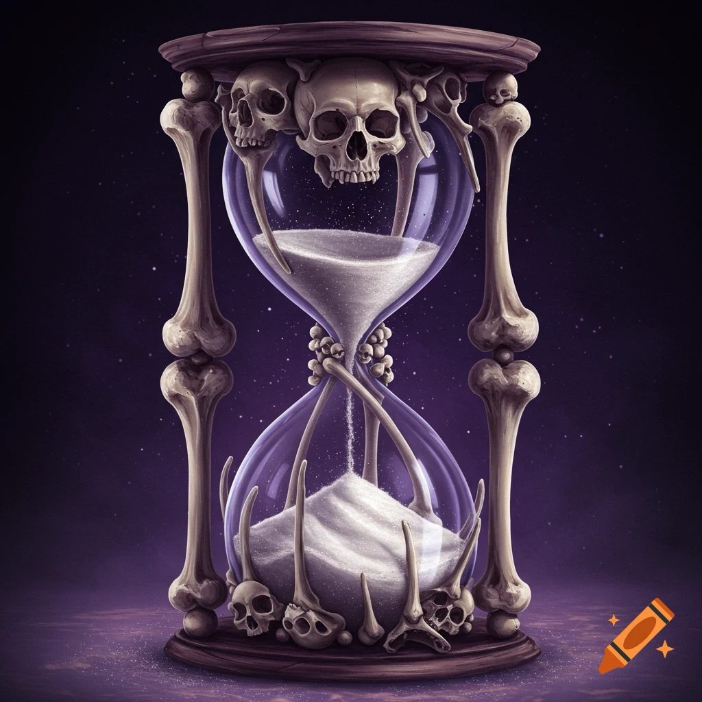 Hourglass with bones