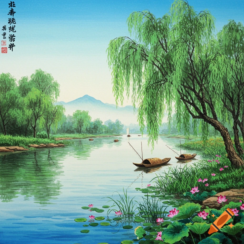 Traditional Chinese painting in summer