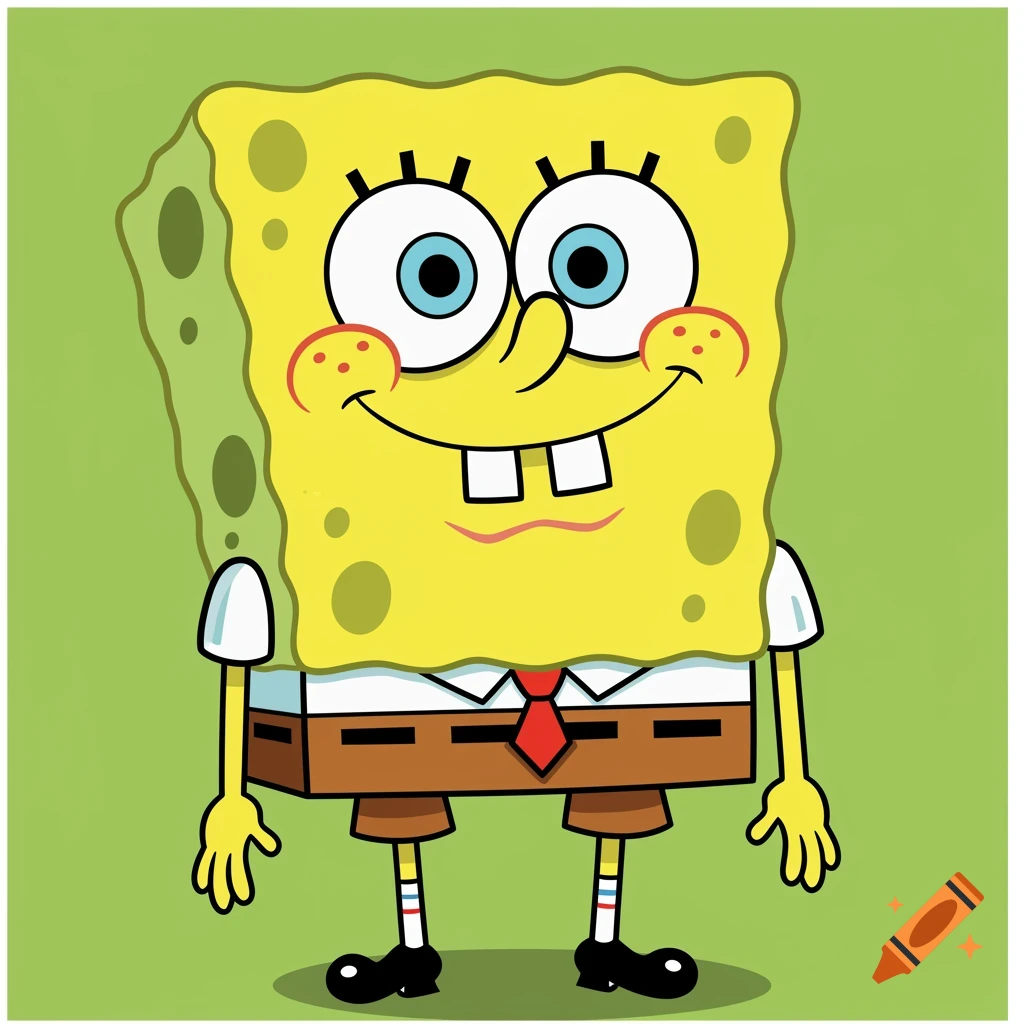 Cartoon illustration of Spongebob Squarepants smiling.