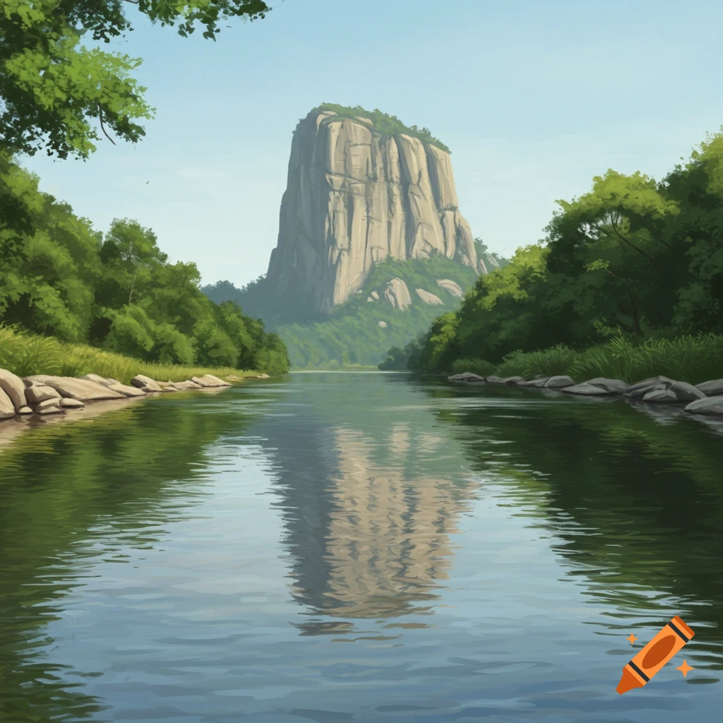 River with a rock