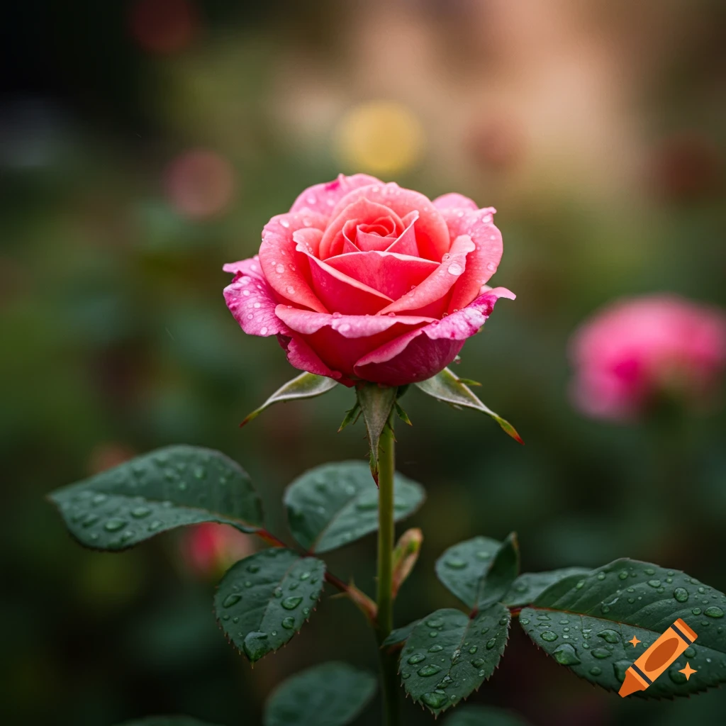 Blooming rose in lush garden, 4k photograph