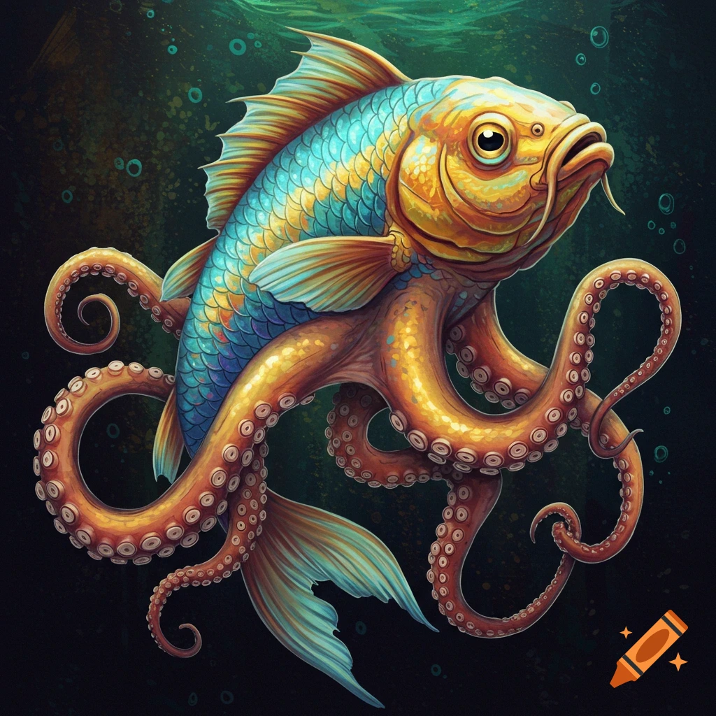 Fish mixed with octopus