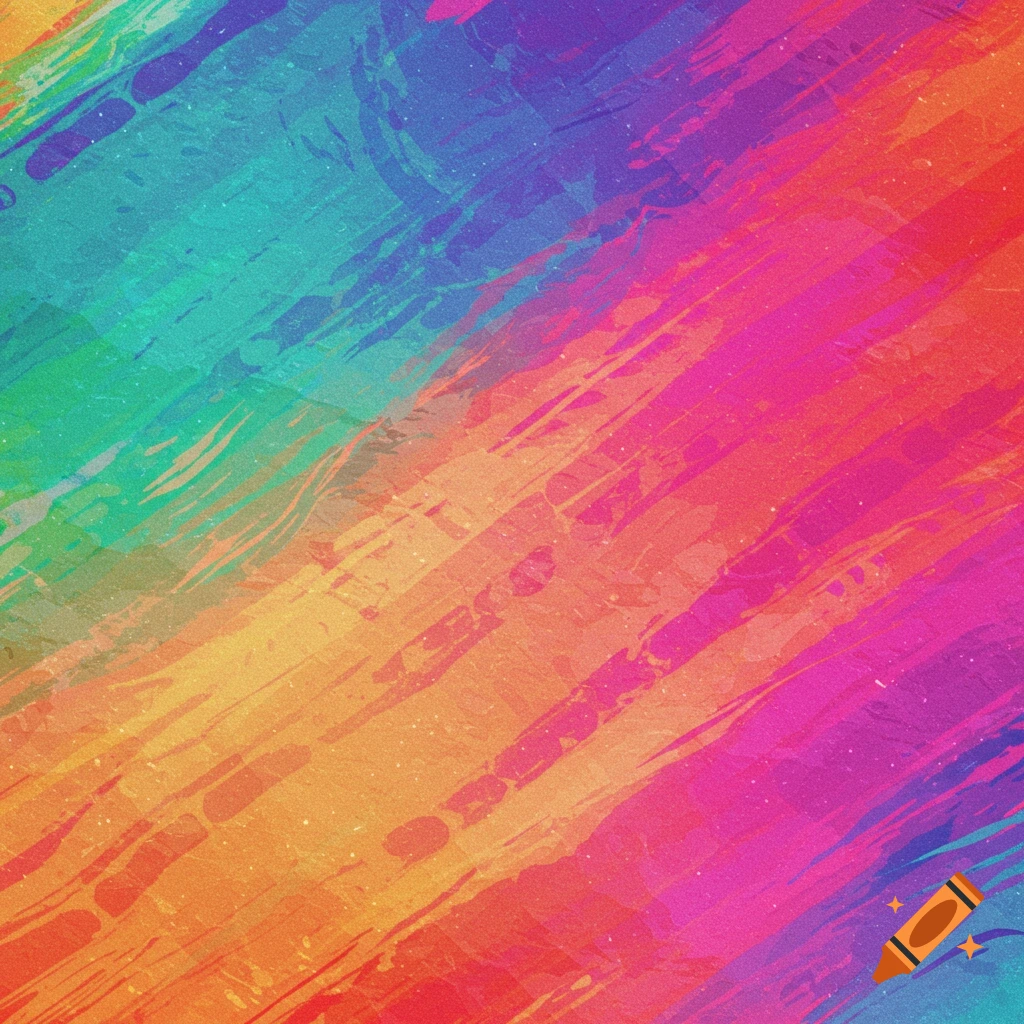 Abstract background with diagonal brushstrokes in a rainbow gradient.