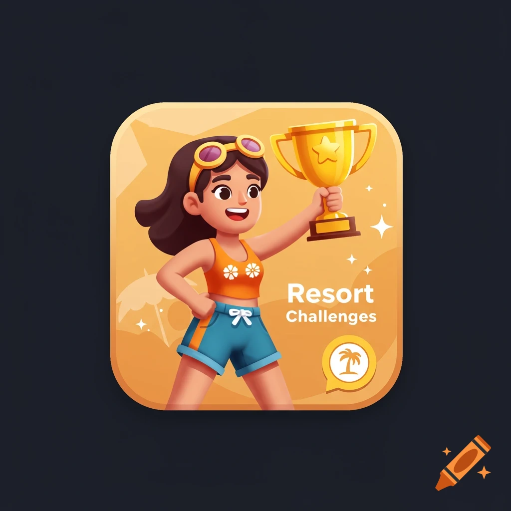 App icon of a cartoon girl in swimwear holding a trophy