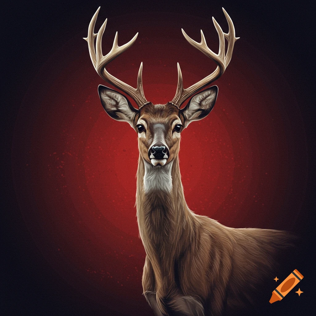 Illustration of a deer on a red background