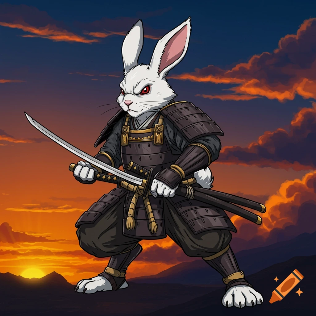 Anime style Samurai rabbit decal
