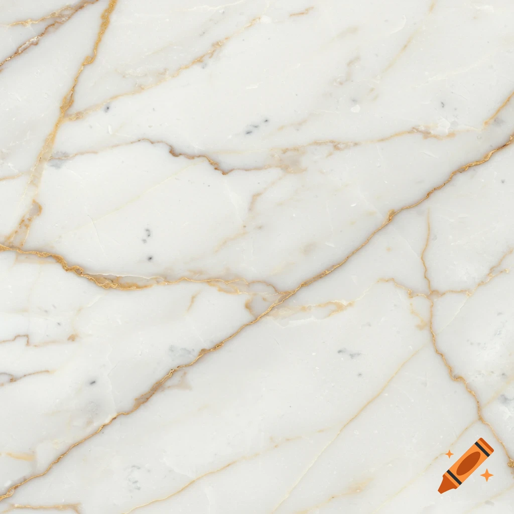 A polished white marble texture with gold veins.