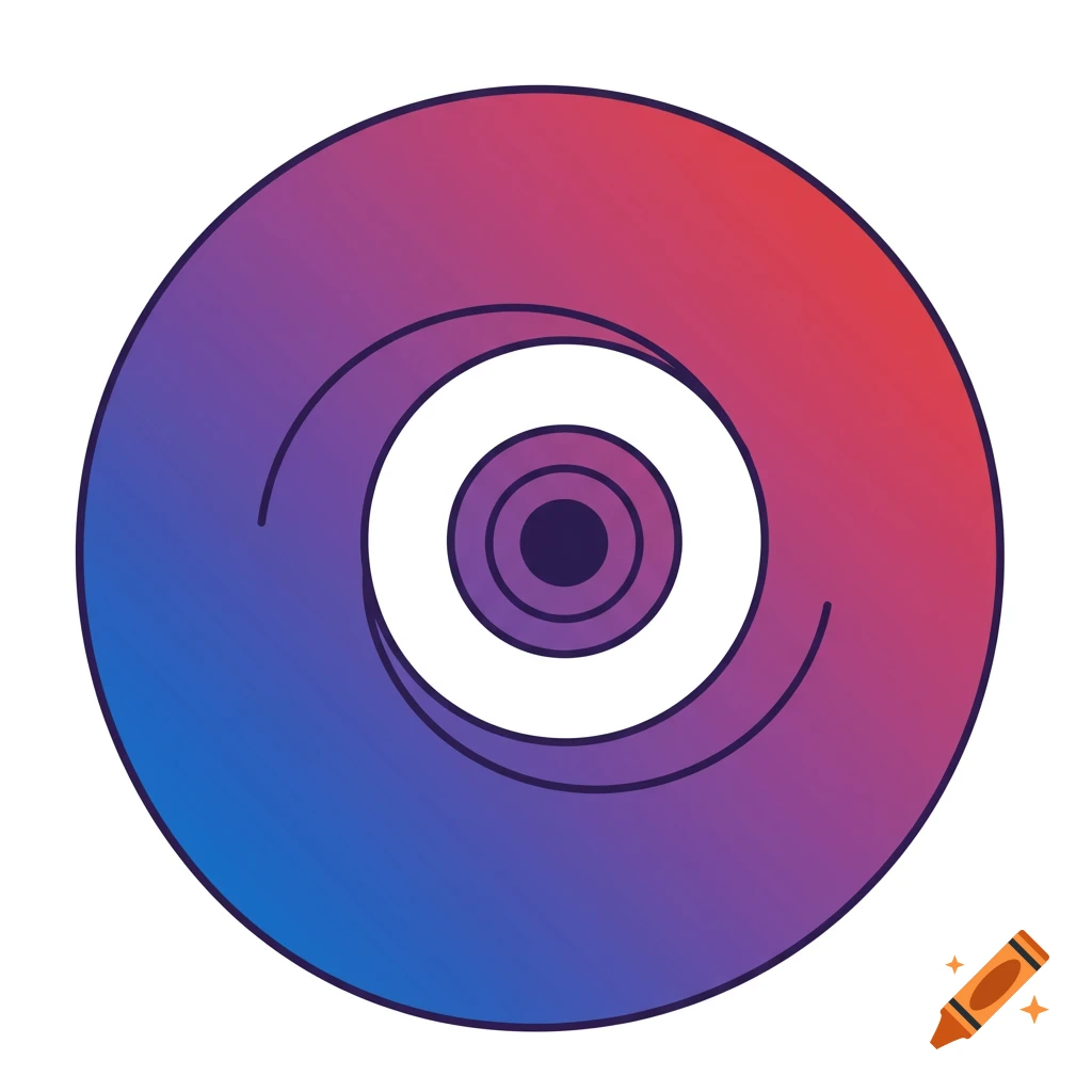 Abstract circular logo with red, purple, and blue gradient and inner concentric circles.