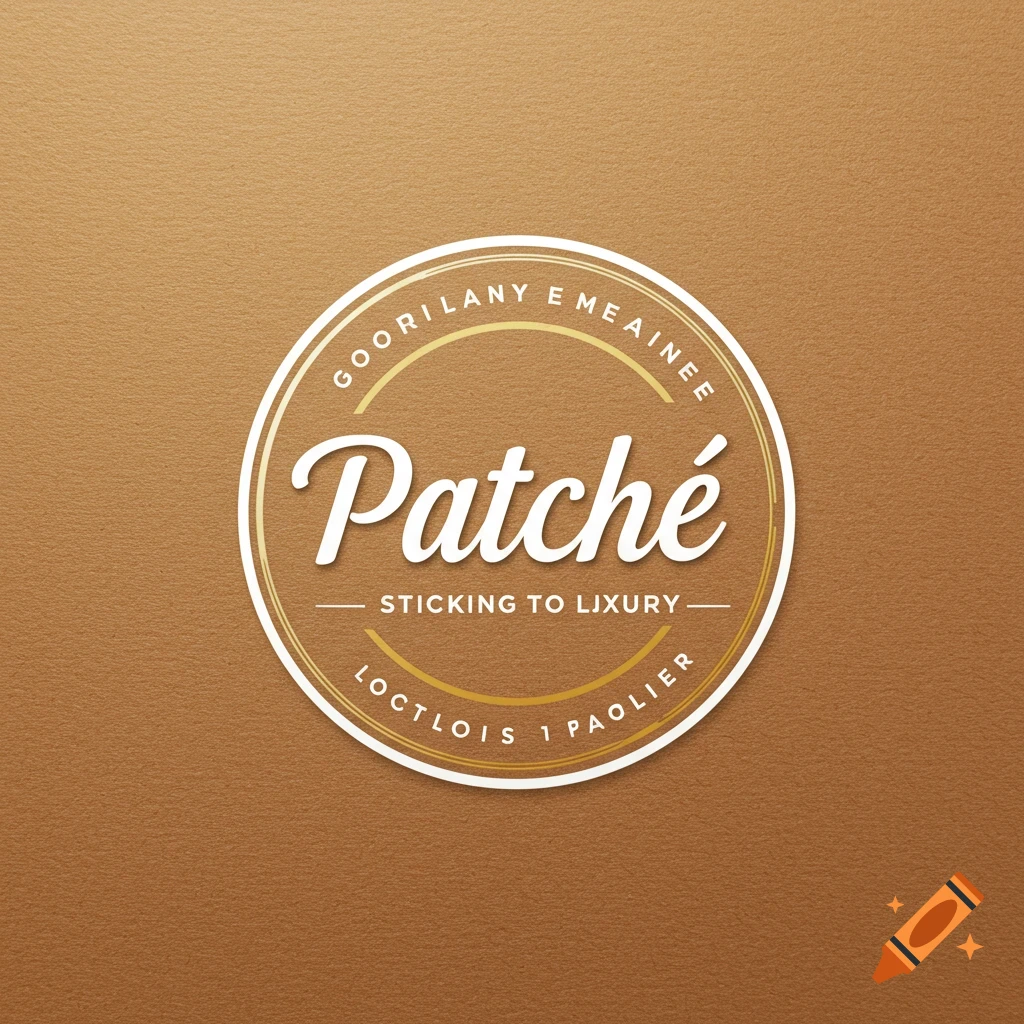 Patché logo in a gold and white sticker with 'sticking to luxury' slogan