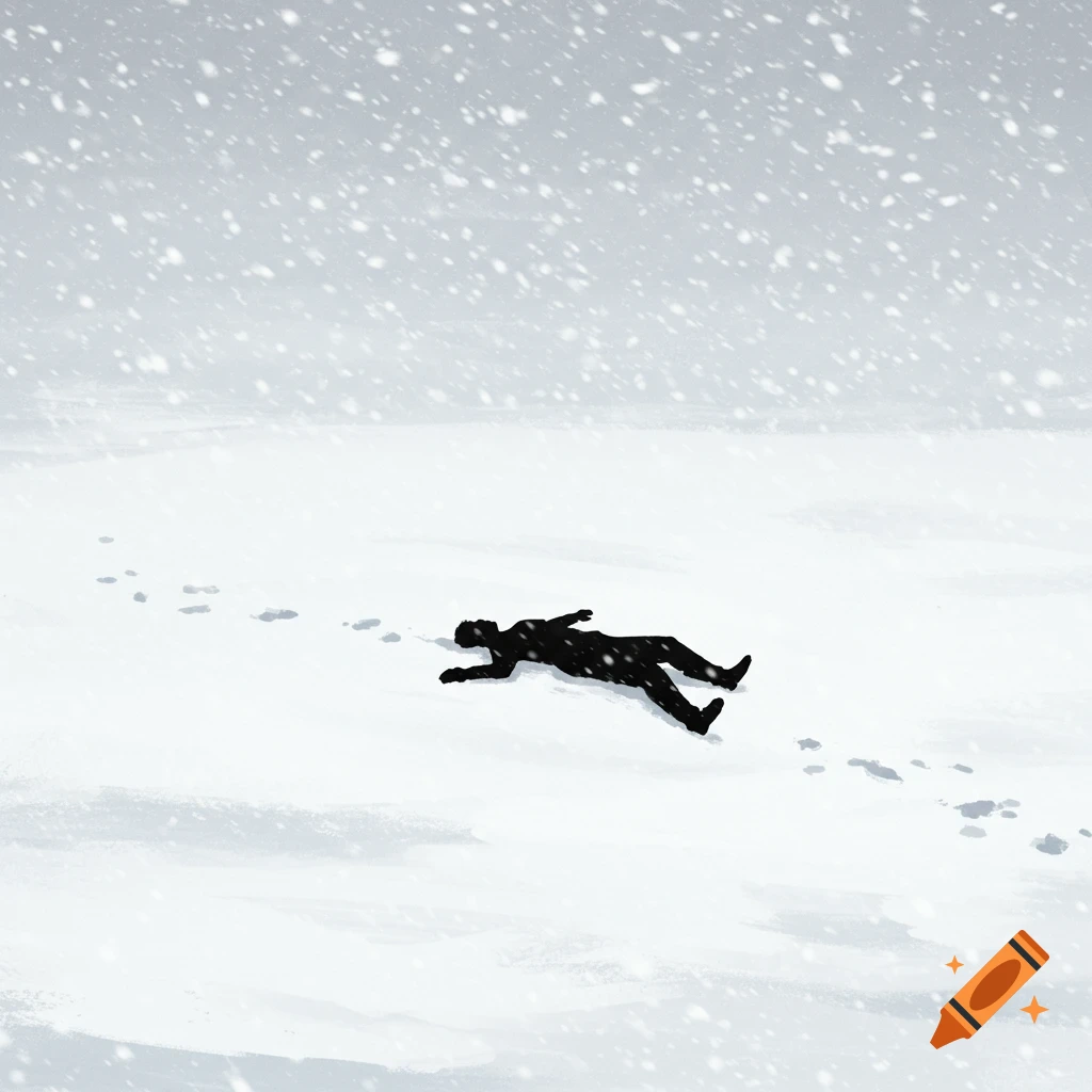 Silhouette of a man dead in the snow, tragic scene with a heartbroken feel. Silhouette of man dead in snow, good man, snow, dead, silhouette, heart breaking, tragic,. This image appears to depict a tragic scene, possibly containing graphic content such as death, which may not be suitable for all viewers. Please ensure the content aligns with the community guidelines before sharing or promoting further.