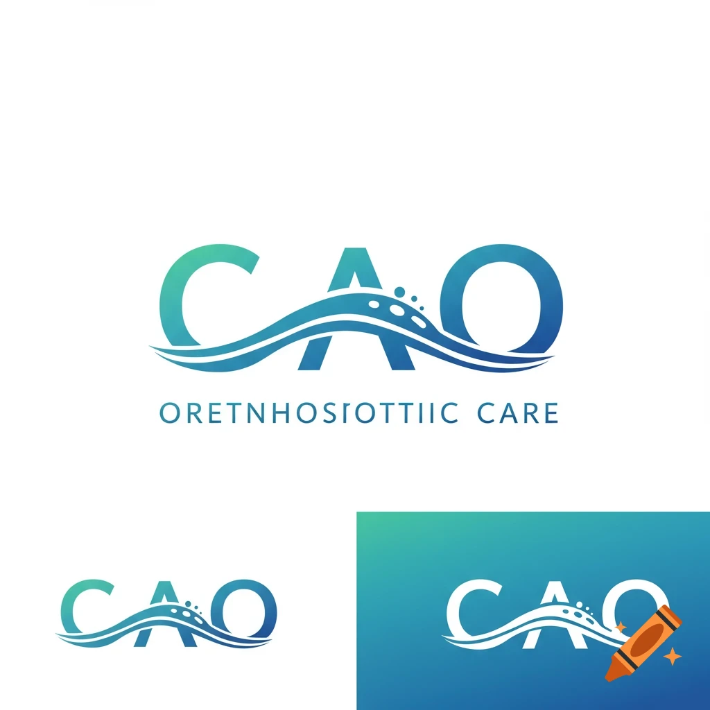 Dental logo with CAO letters, orthodontic and shoreline theme