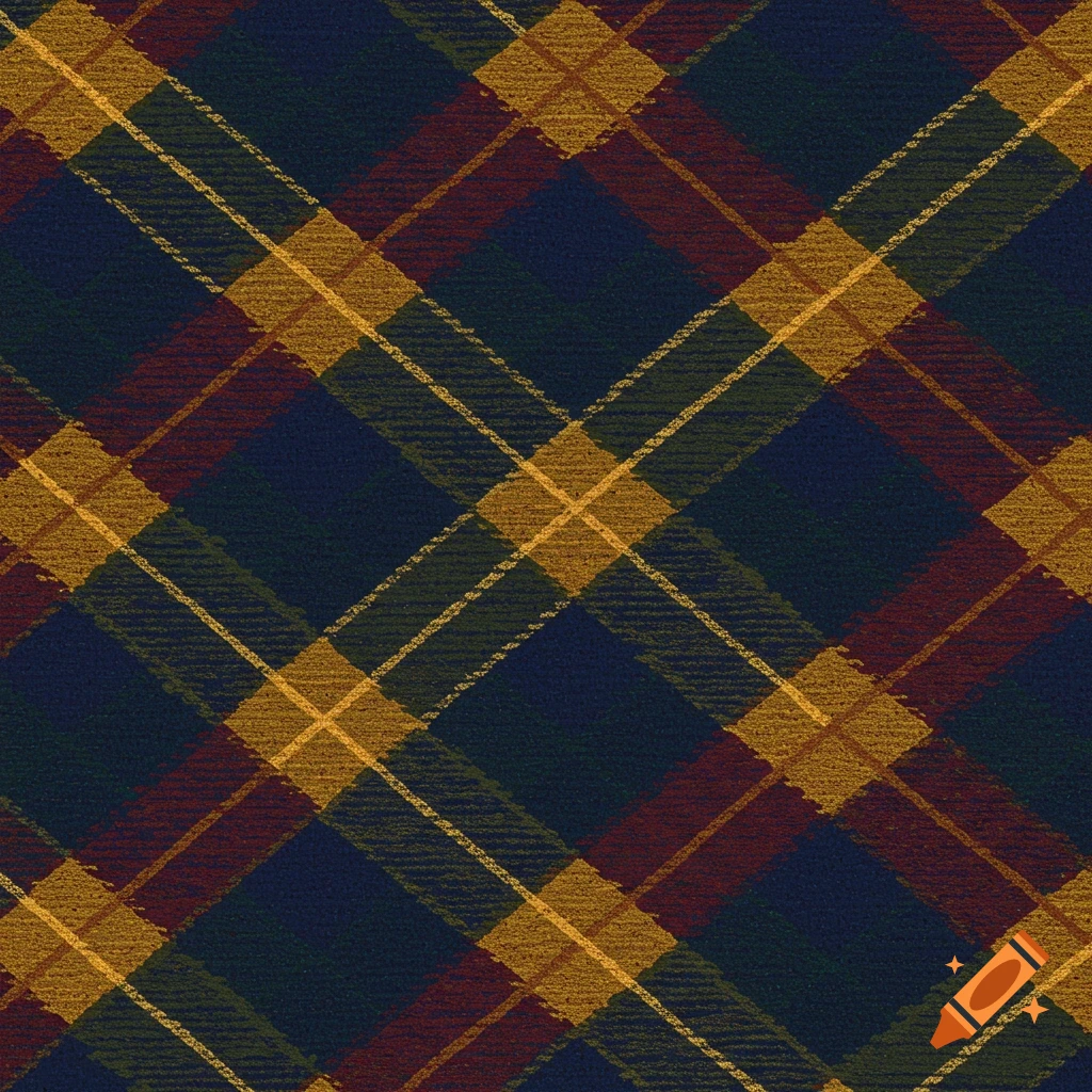 A dark blue, red, green, and yellow tartan plaid pattern.